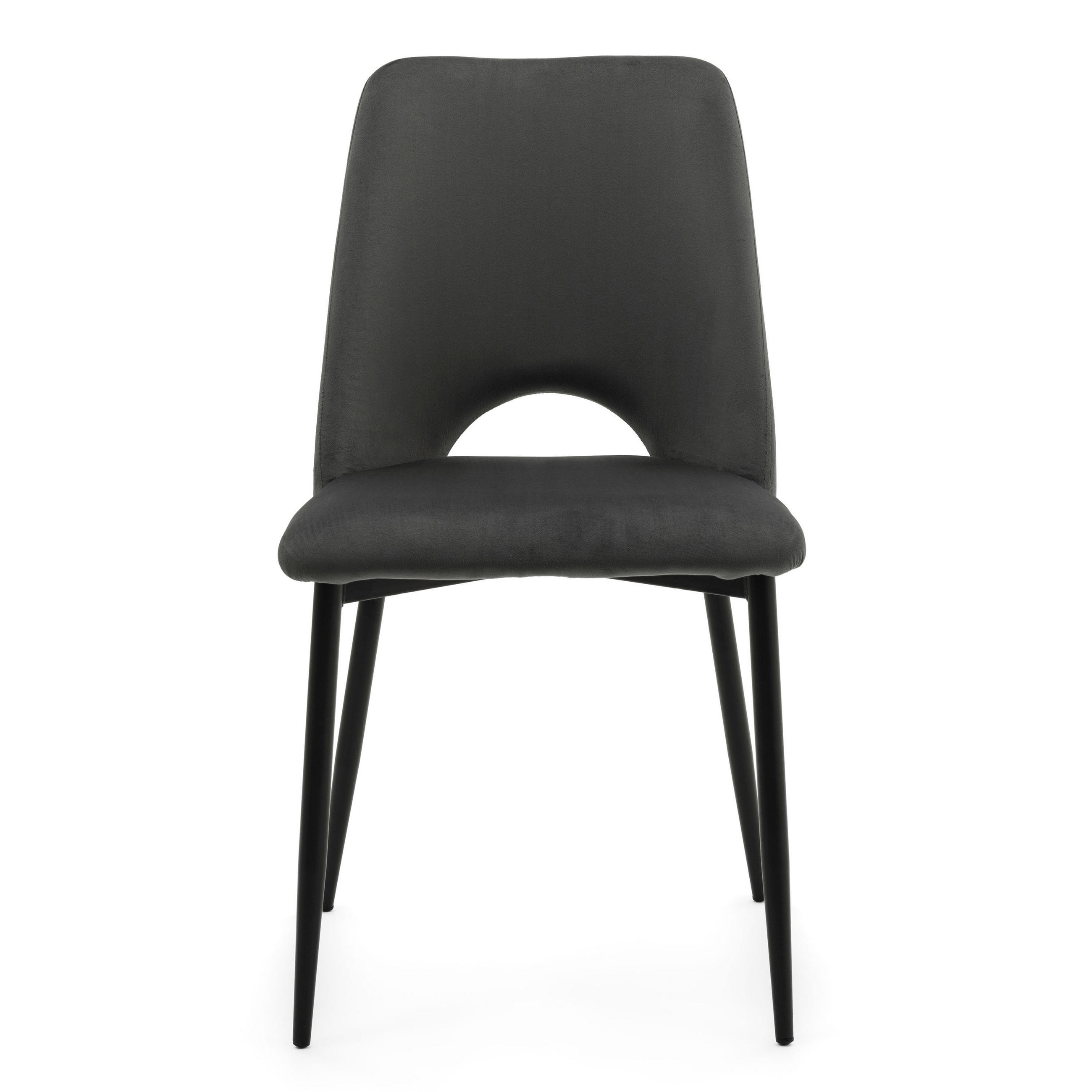 STUHL ORO gepolsterter mit Steppung - grau - Samt Velour - Schwarz/Grau, Textil/Metall (47/91/55cm) - NEW HOME