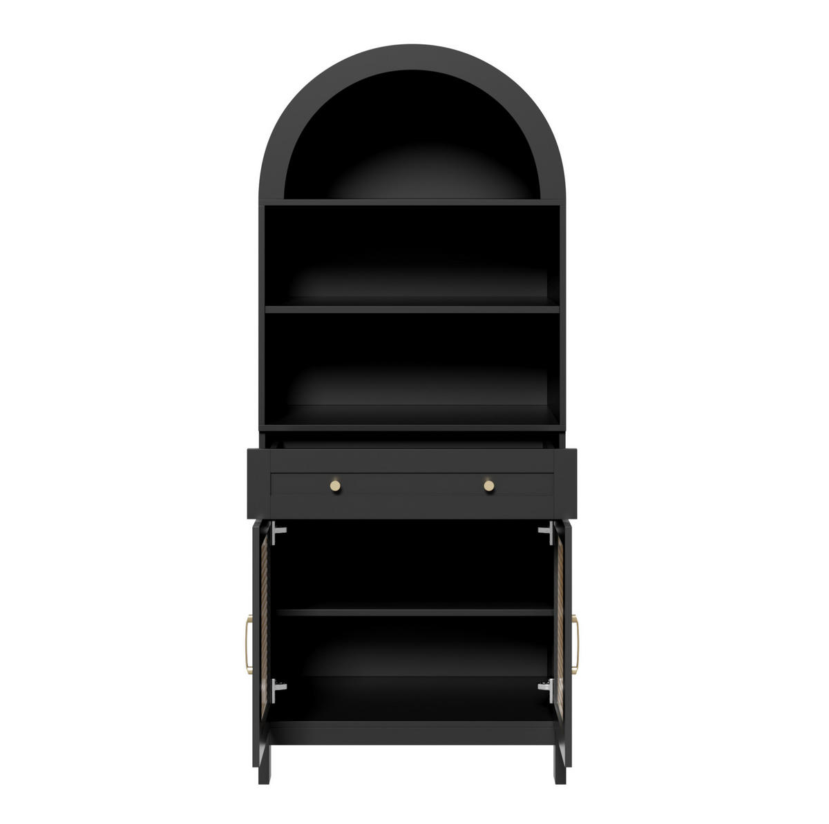 VITRINENSCHRANK in Schwarz und Holzoptik 70x40x170 cm mit 2 Türen und Schublade - Schwarz, Holzwerkstoff (40/170/70cm) - IVMEU