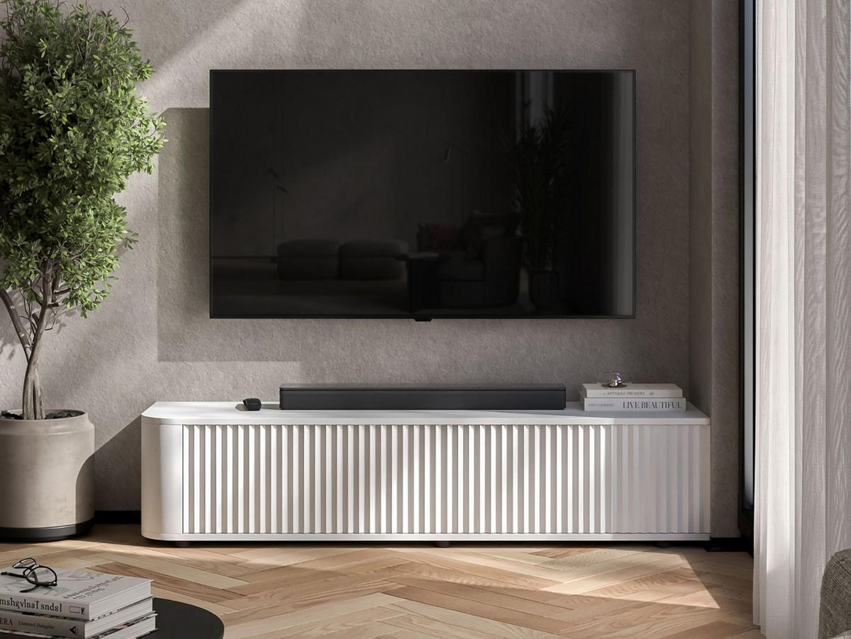 TV komoda Aurora matná biela 140 cm s nízkymi nožičkami - biela, kompozitné drevo (140/31/35cm) - Meble Lindner