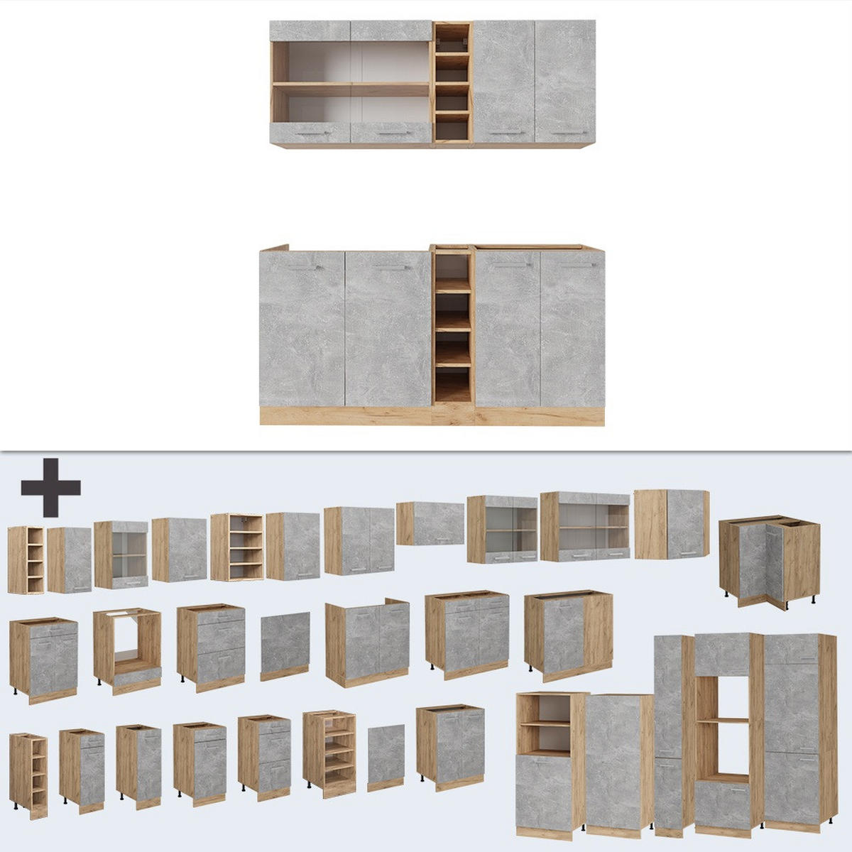 Honigeiche/Grau, Holzwerkstoff (160/81.6/60cm) - Vicco