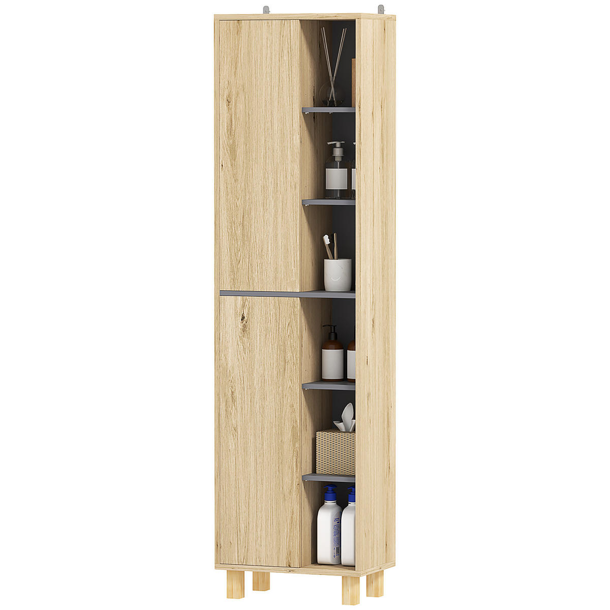 HOCHSCHRANK DE-12443 40/24/148 cm Naturholz - Naturfarben, Holzwerkstoff (24/148/40cm) - ComfortXL