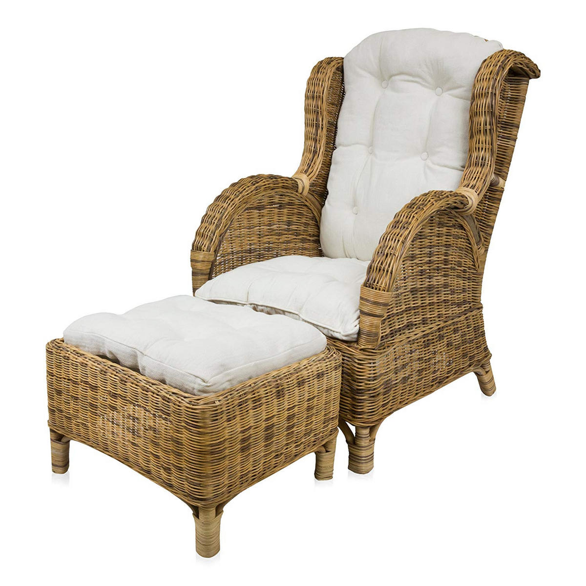 OHRENSESSEL mit Hocker - Braun, Holzwerkstoff (61/102/76cm) - Sedex