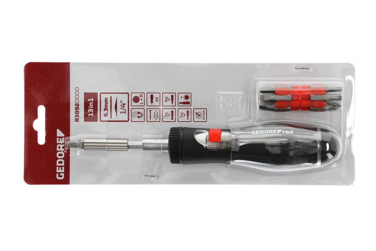 KNARRENSCHRAUBENDREHER BIT-TELESKOP 1/4" 13IN1 - Multicolor, Kunststoff/Metall (10/27cm) - Gedore