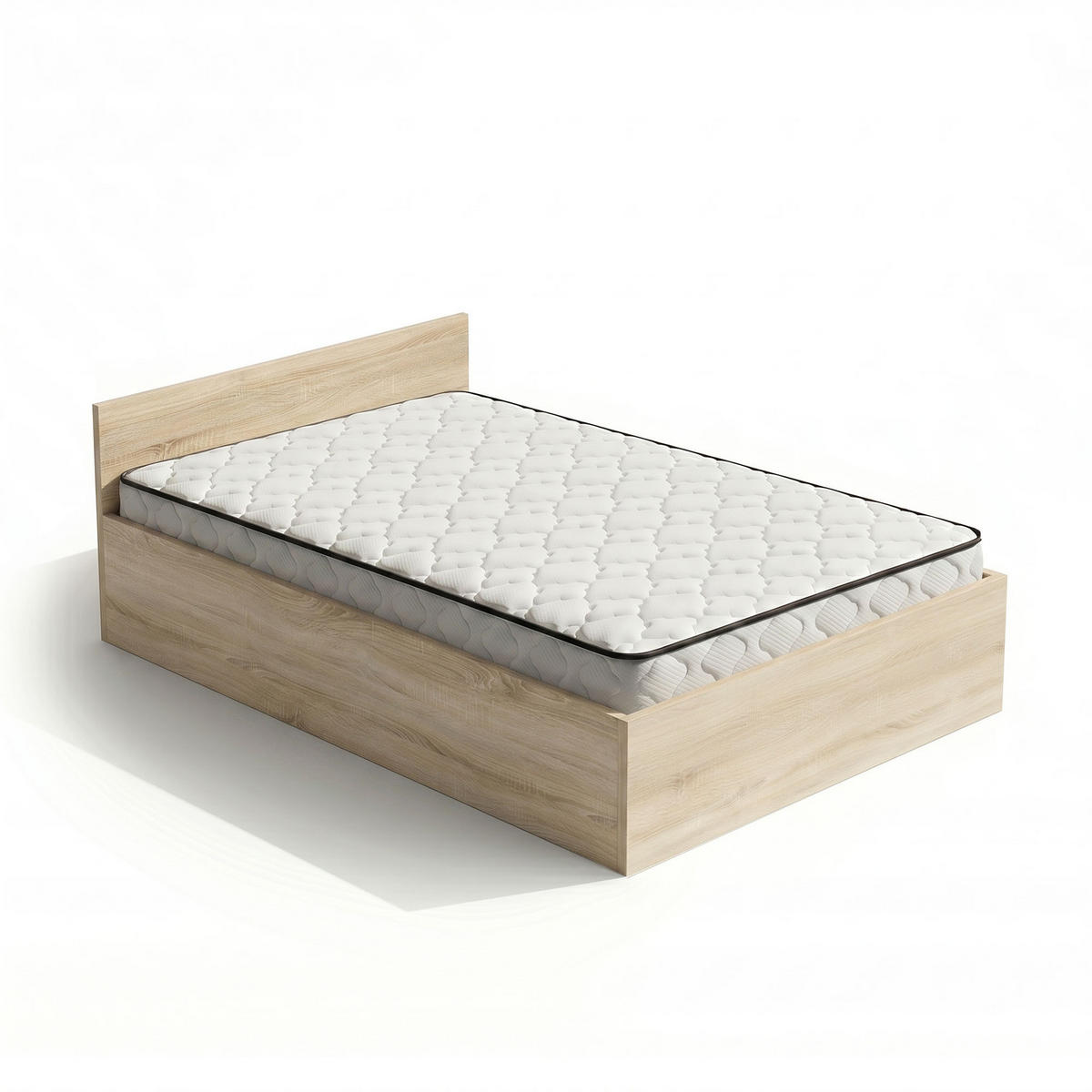 BETT mit Bettkasten 100x200 cm Metalllattenrost und Federkernmatratze Sonoma Eiche - Sonoma Eiche, Holzwerkstoff (100/200cm) - Akord