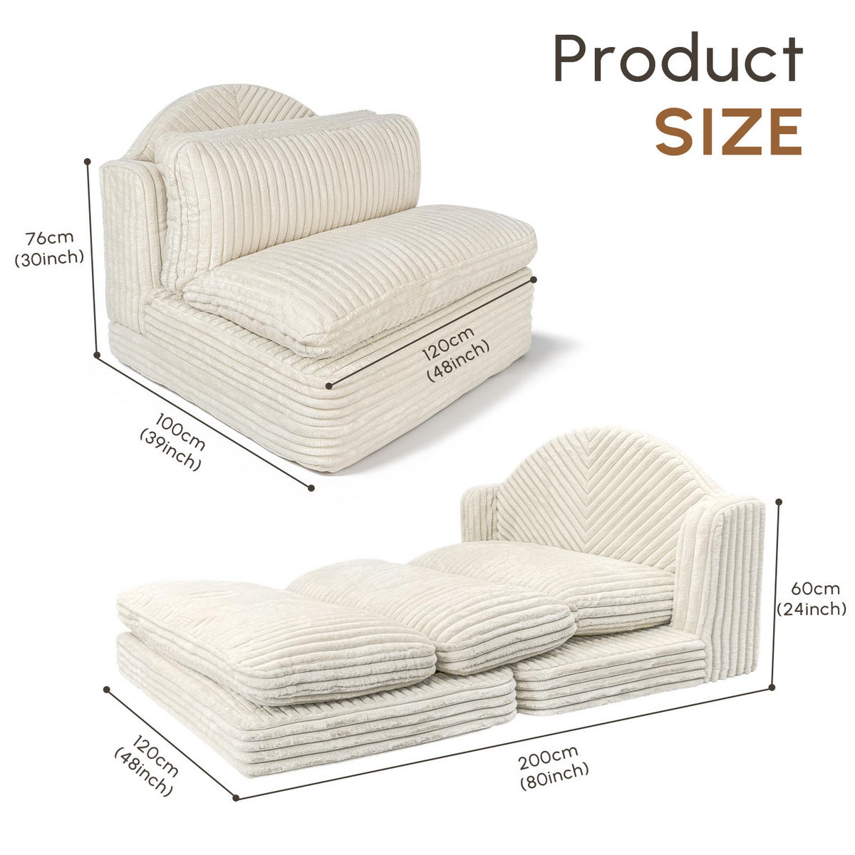 SCHLAFSESSEL Beige 4094 - Beige, Textil (120/60/200cm) - Vercart