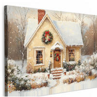 LEINWANDBILD Weihnachten - Zuhause - Winter - Schnee Wohnzimmer 120x80 cm - Creme, Textil (120/80cm) - MuchoWow