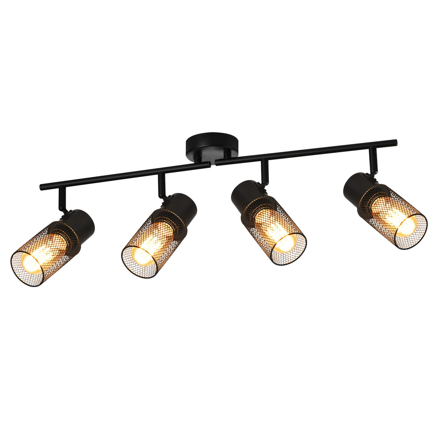 DECKENLEUCHTE Käfig 4-flammig 62/16/21 cm - Schwarz, Metall (62/16/21cm) - Nettlife
