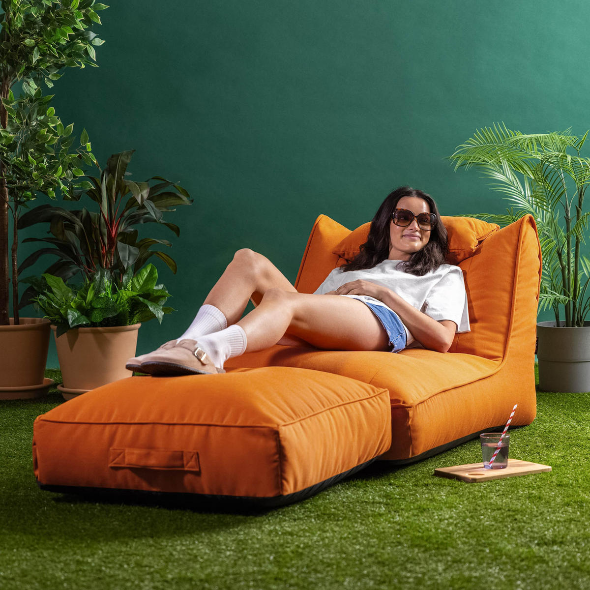 SITZSACK Outdoor mit Bodenkissen Nova - Orange, Textil (84/68/180cm) - icon