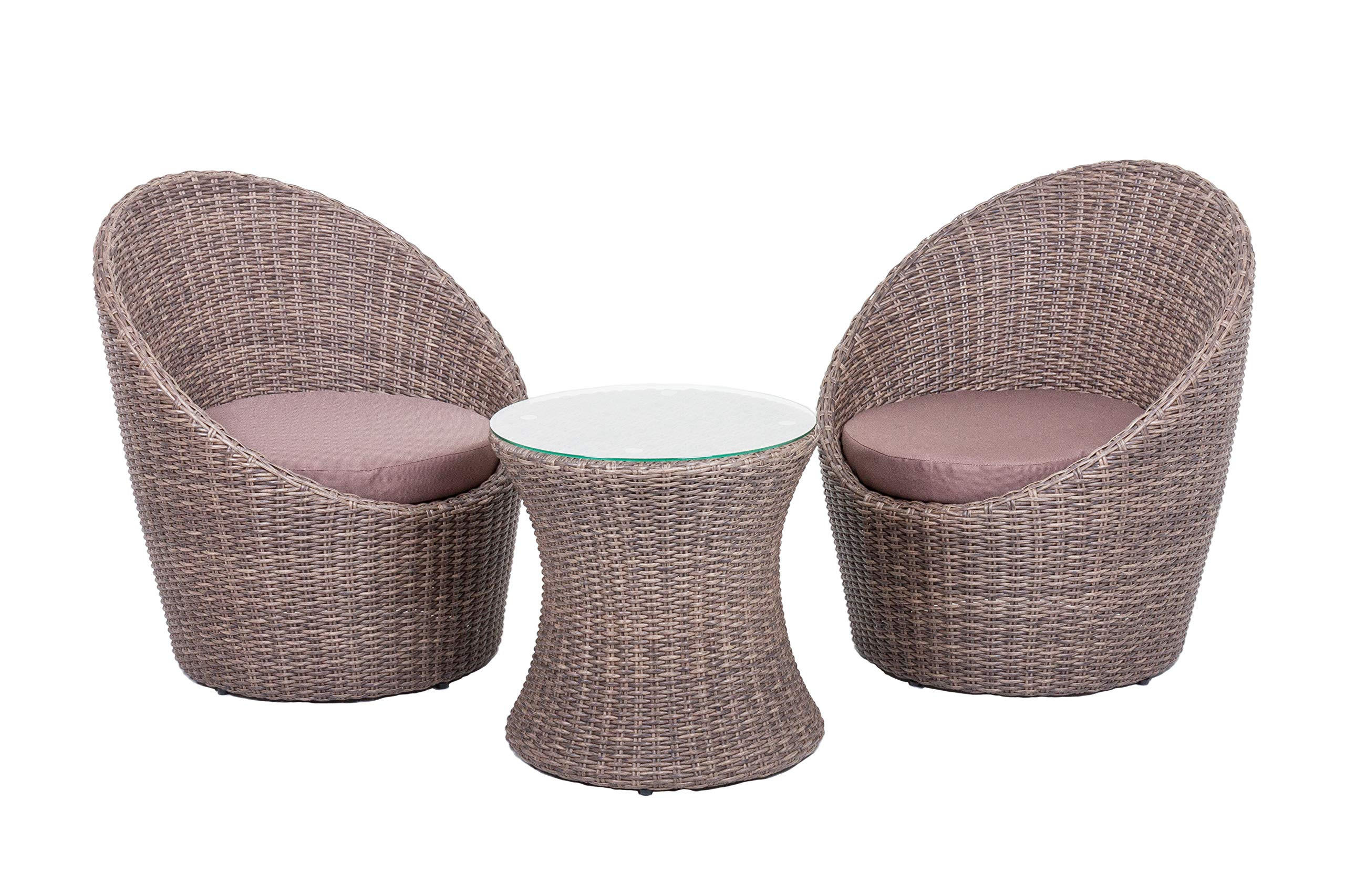 BISTRO-SET Daria Korianderbraun Club-Set - Braun, Kunststoff - DELUKE