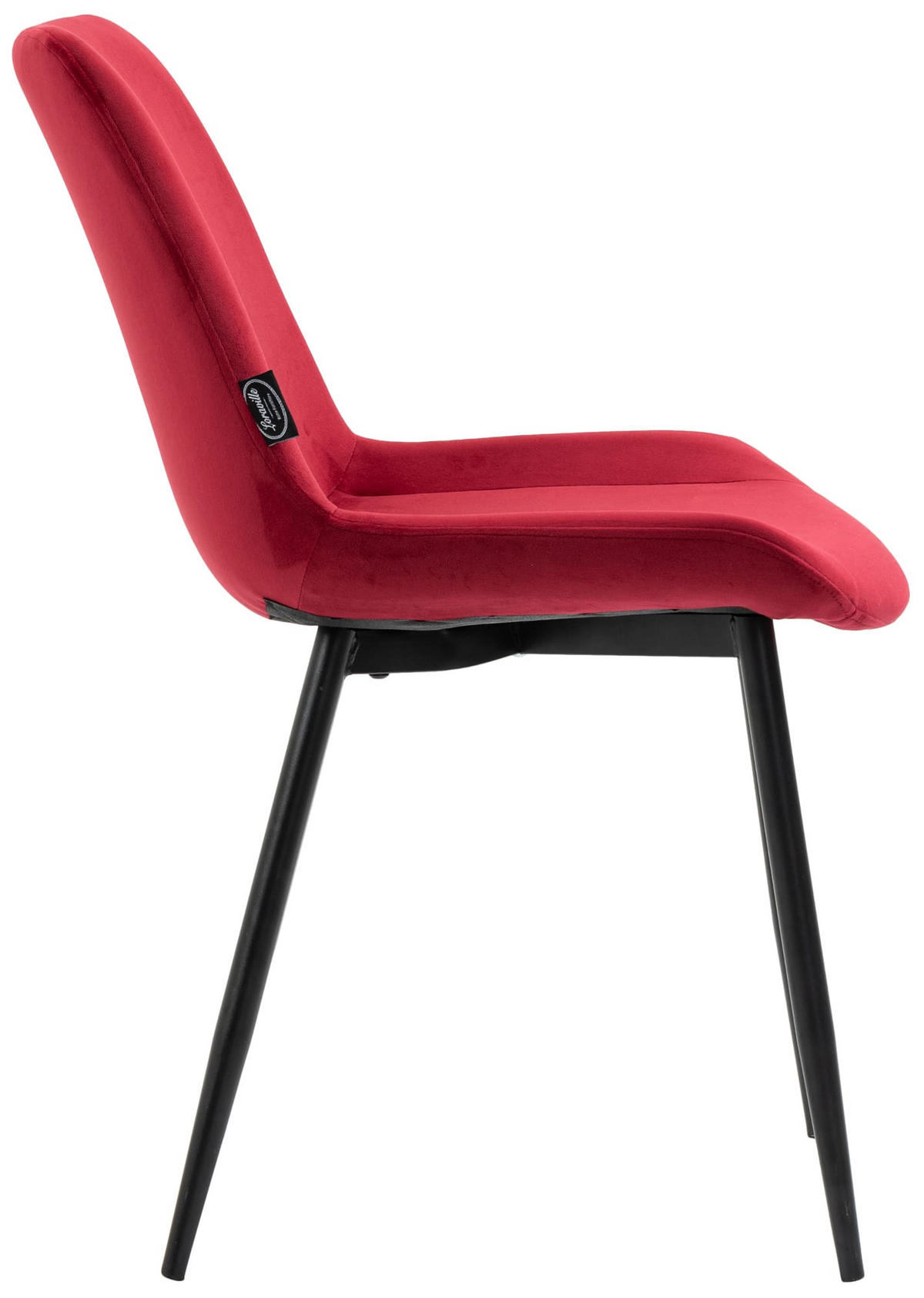 STUHL 4er Set Samt rot - Rot/Schwarz, Textil/Metall (51/80/60cm) - CLP