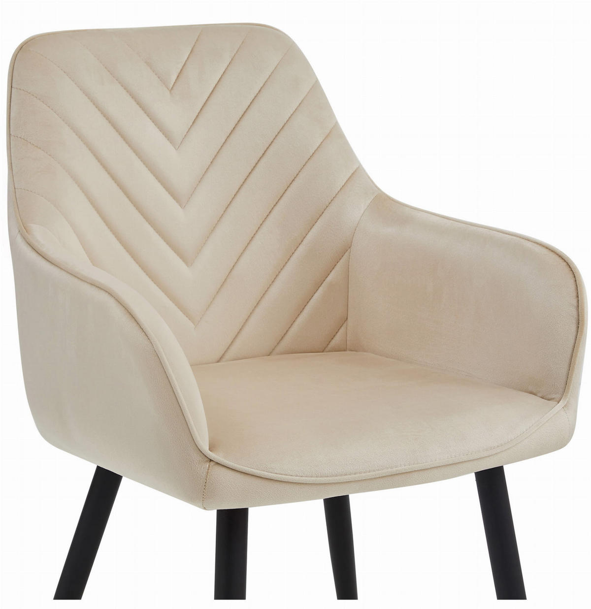 STUHL NEMI 6-er Set, Beige, Schwarz, mit Samtstoff gepolstert - Beige, Textil/Metall (54/84/61cm) - Komodee