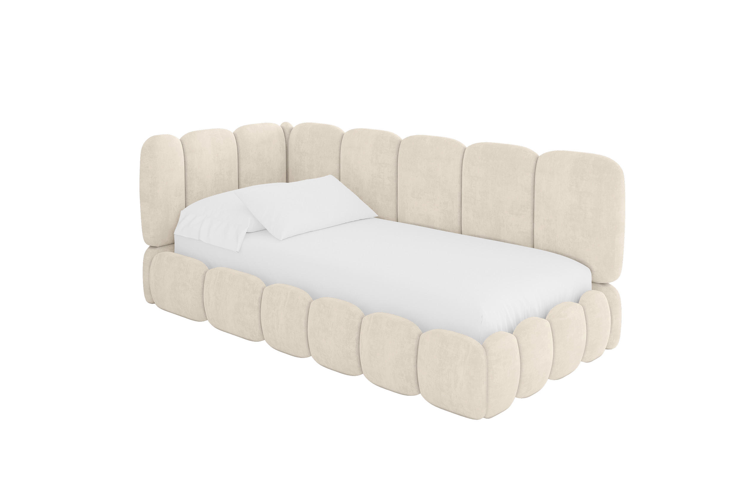 EINZELLBETT Jugendbett mit Bettkasten, Rechts - AVRY 90x200 Beige - Naturfarben, Holzwerkstoff/Textil (90/200cm) - ALTDECOR