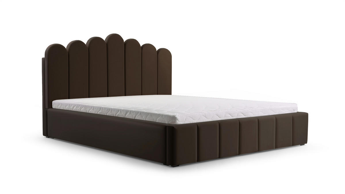 POLSTERBETT Bett 03 - 160x200 - Dark Brown - Dunkelbraun, Holz/Textil (160/200cm) - Möblo