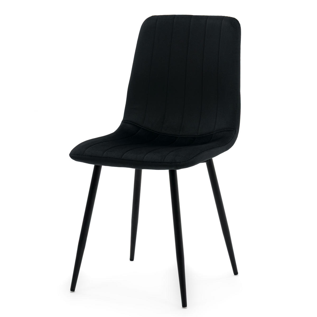 STUHL GELA gepolstert mit Steppung - schwarz - Samt Velours - Schwarz, Textil/Metall (45/89/53cm) - NEW HOME