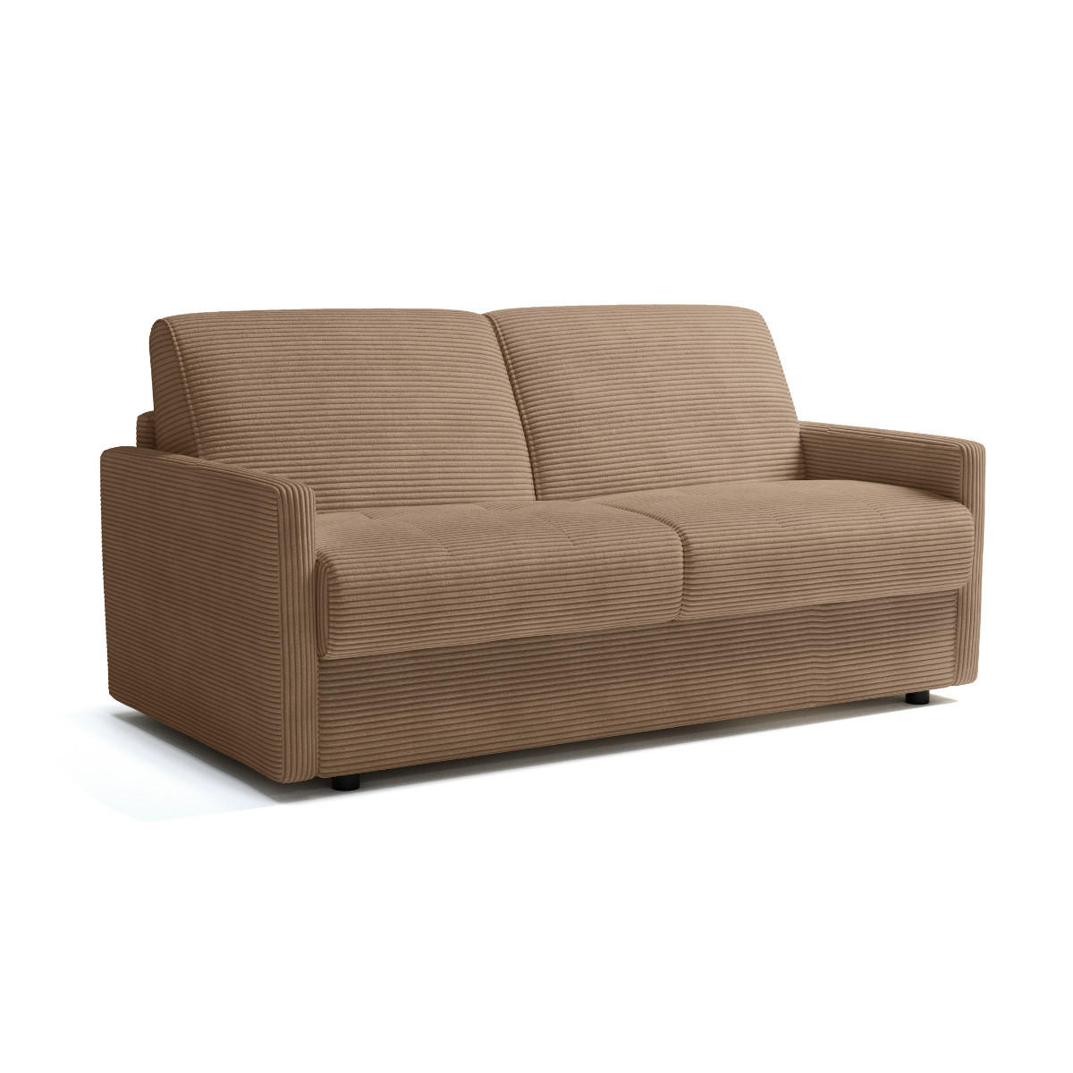 SCHLAFSOFA mit 3 Plätzen aus geripptem Samt, 175 cm lang - Braun, Textil (100/87/175cm) - Calicosy