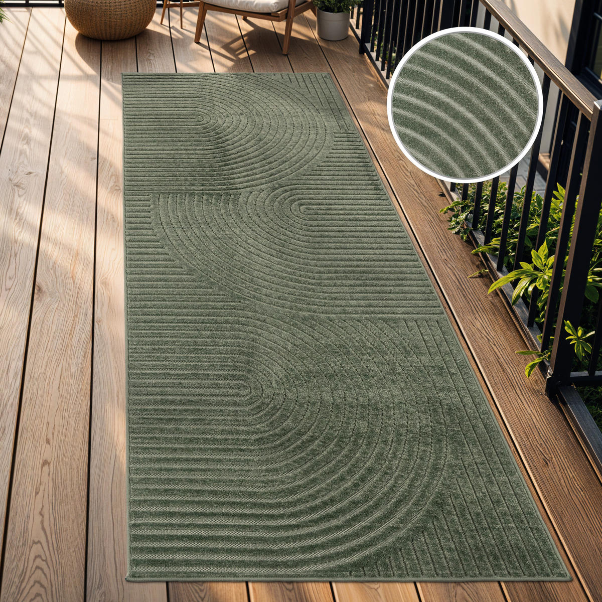 OUTDOORTEPPICH 80/250 cm Cotton 236 - Grün, Textil (80/250cm) - Paco Home