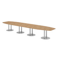 KONFERENZTISCH XXL KT52 130/520/74 cm in Wildeiche/Säule in Silberfarben - Wildeiche/Silberfarben, Holzwerkstoff (130/520/74cm) - bümö