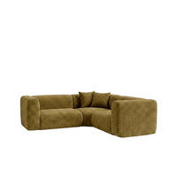 ECKSOFA Modulares, Corner mini, Chenille-Stoff Cremona, Olive, GRETA - Olivgrün, Holz (380/190cm) - Kaiser Möbel
