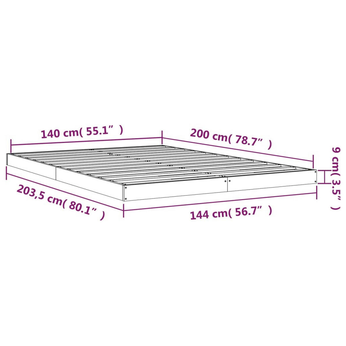 MASSIVHOLZBETT Weiss 140/200 Cm Kiefer - Weiß, Textil (140/200cm) - vidaXL