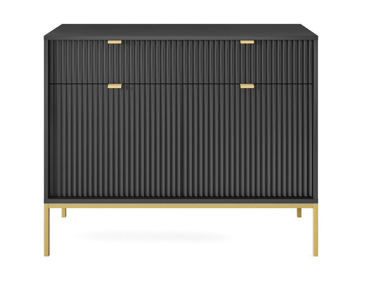 SIDEBOARD 104 cm mit Schubladen Galla, Sideboard, Schwarz + Gold - Goldfarben/Schwarz, Holz (104/83/39cm) - Emporius