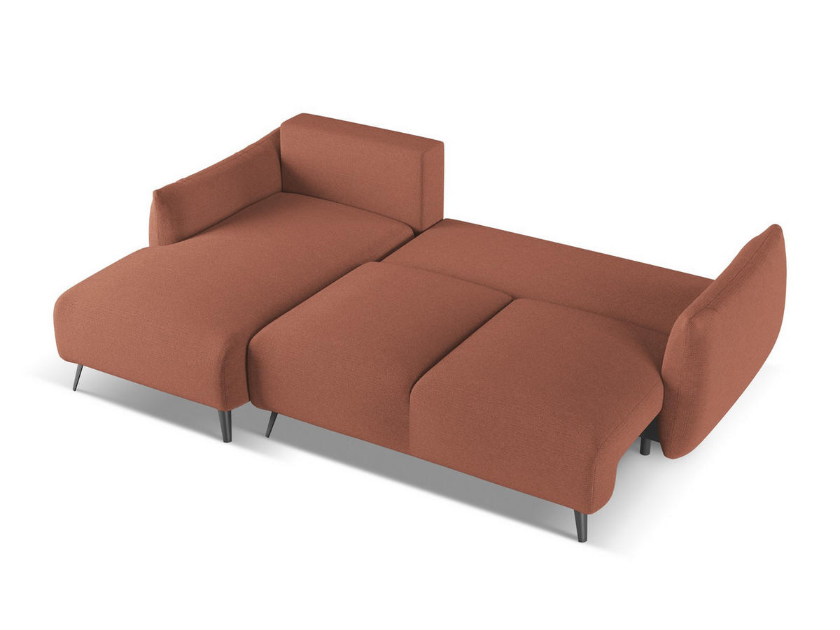 ECKSOFA mit Schlaffunktion Chenille Stoff Pink - Pink/Hellrosa, Textil/Metall (162/242cm) - Makamii