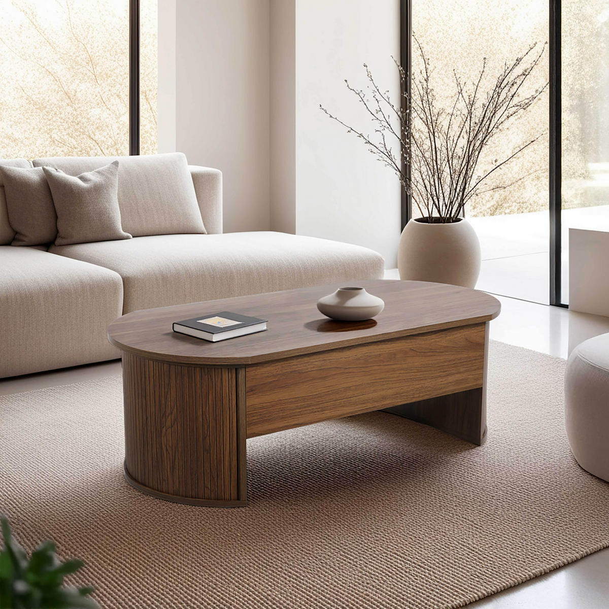 COUCHTISCH, dunkles Holzeffekt - Braun, Holz (120/60/41cm) - Oviala