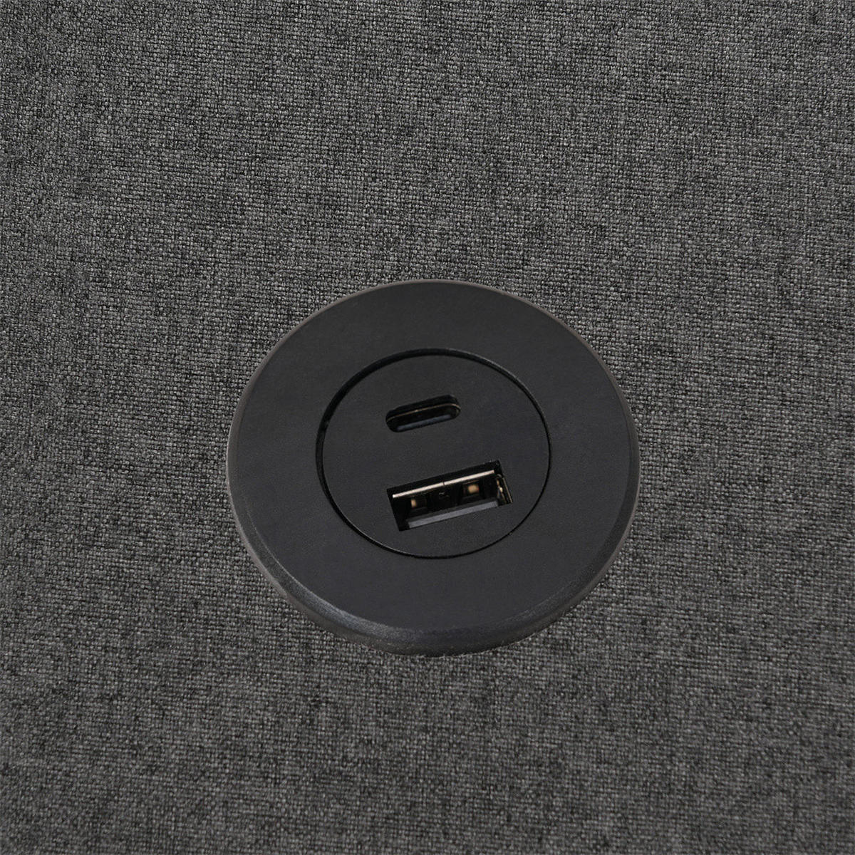 POLSTERBETT 90/200cm in Grau Leinen mit USB Typ C Ladefunktion Kopfteil - Grau, Holz/Textil (90/200cm) - KOMHTOM