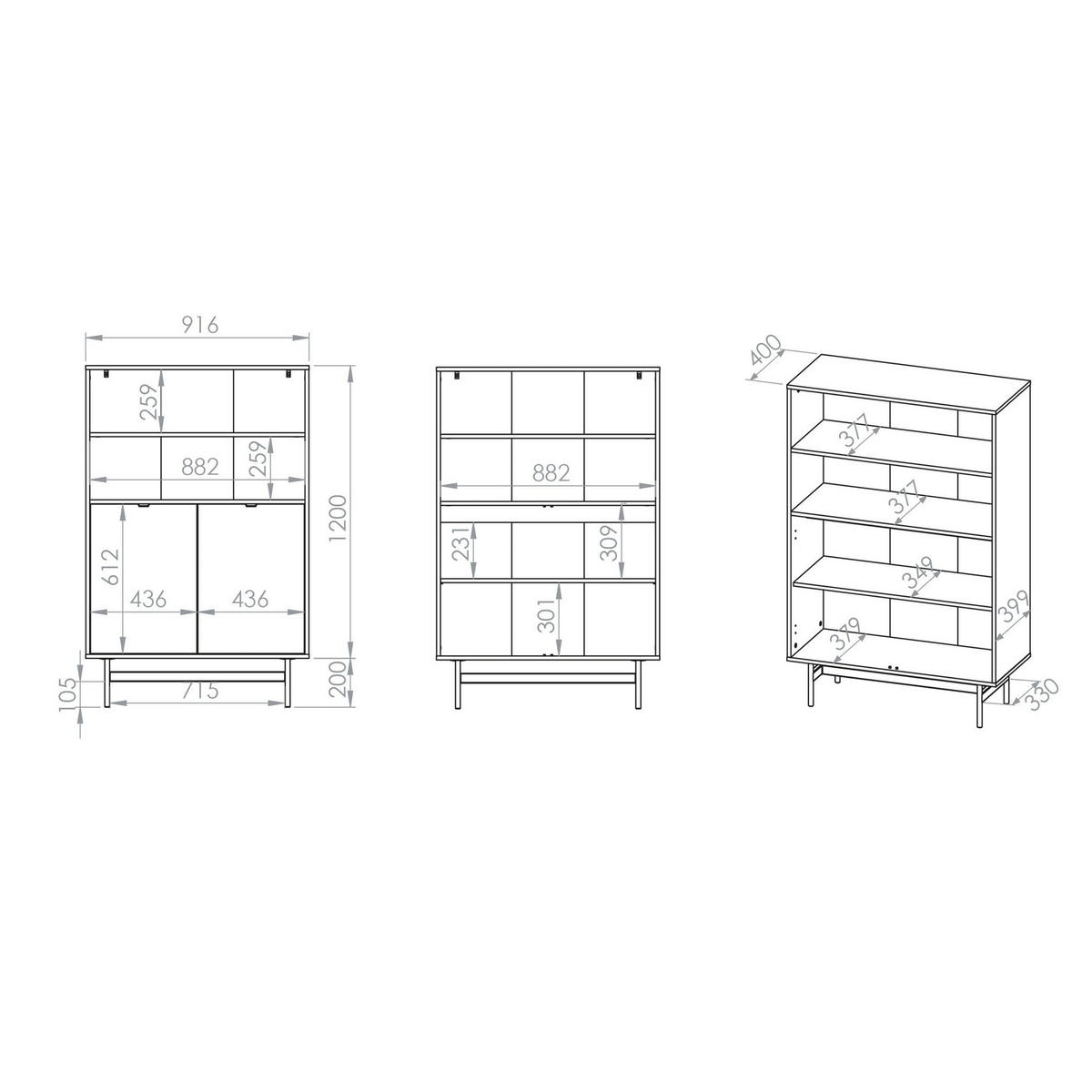 REGÁL Heggers Dub mavelie, 92 cm - čierna/farba duba, kov/kompozitné drevo (91.6/140/40cm) - Selsey