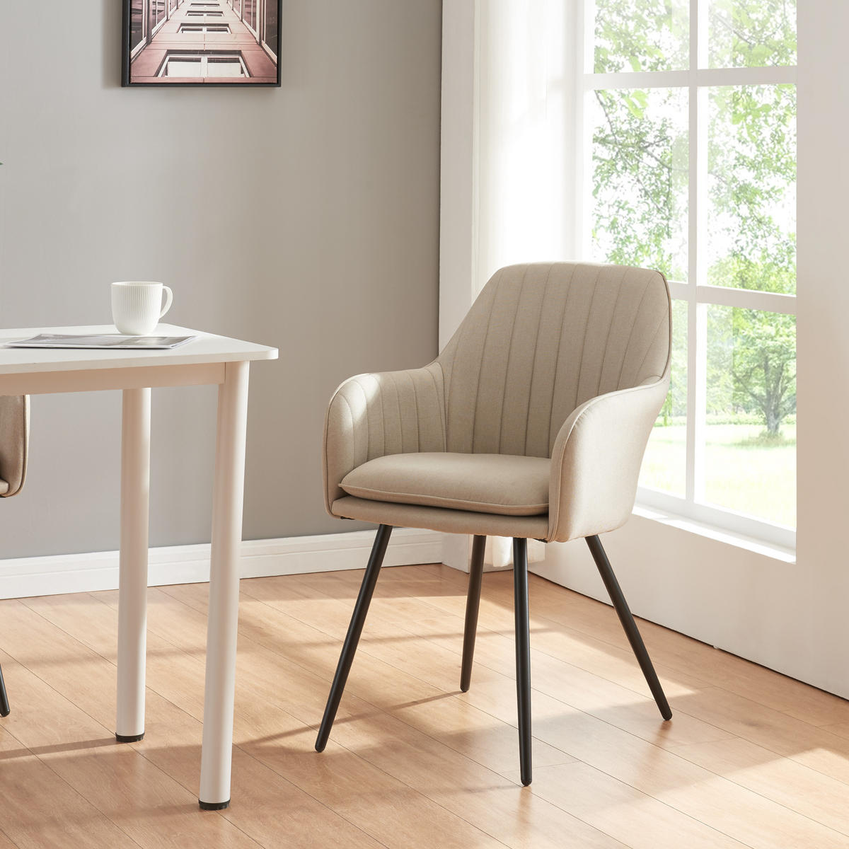 ESSZIMMERSTUHL Kannonkoski - Beige, Textil/Metall (57/86/59cm)