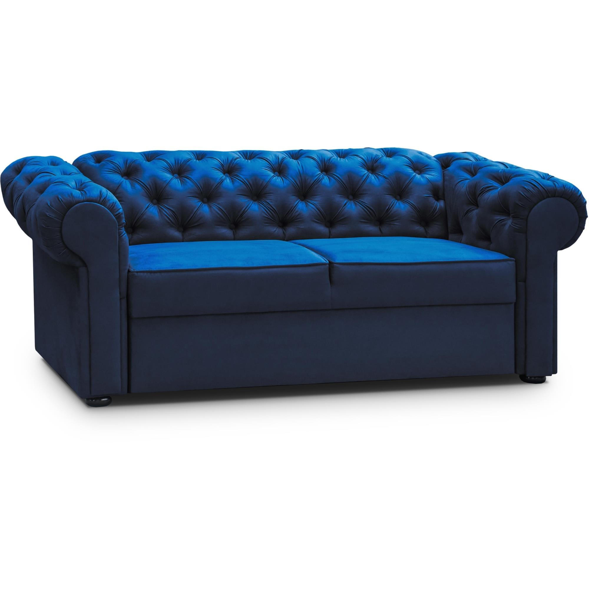 SOFA Chester 2-Sitzer, im Chesterfield-Stil, Dunkelblau - Dunkelblau, Textil (202/82/92cm) - Beautysofa