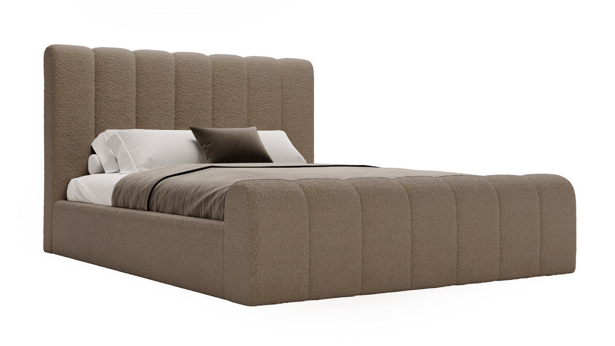 POLSTERBETT 140x200 Valetta mit Bettkasten, Bouclé Braun - Braun, Holz/Textil (140/200cm) - Emporius