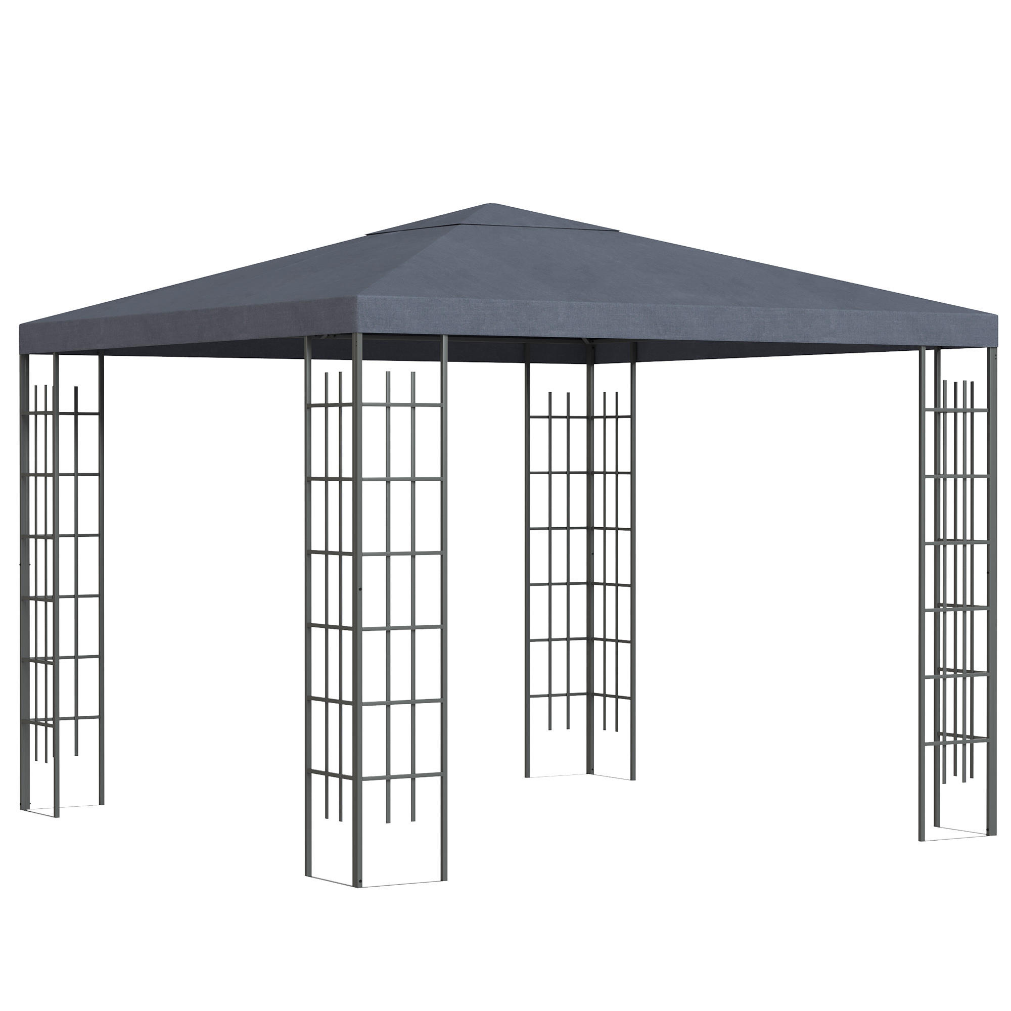 PAVILLON, Grau, Stahl, Polyester - Grau, Metall (295/255/295cm) - Outsunny