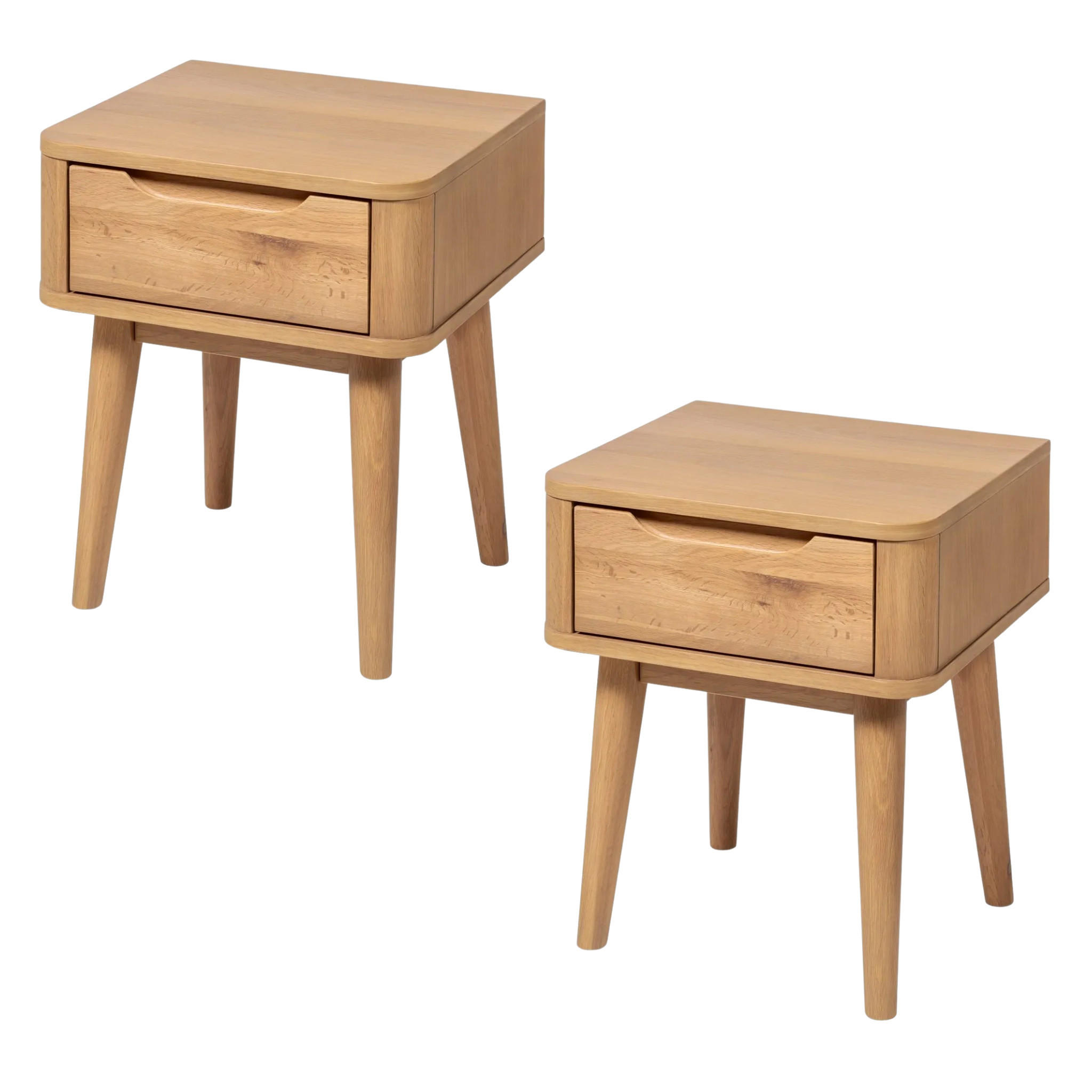 NACHTTISCH Nora 2er Set, Eiche - Beige, Holz (45/54/40cm) - WOODEK