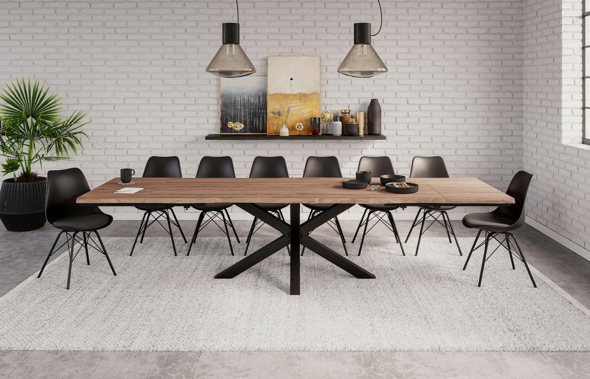 ESSTISCH JANOSH - Beige/Schwarz, Holz/Metall (90/180/77cm) - SAM