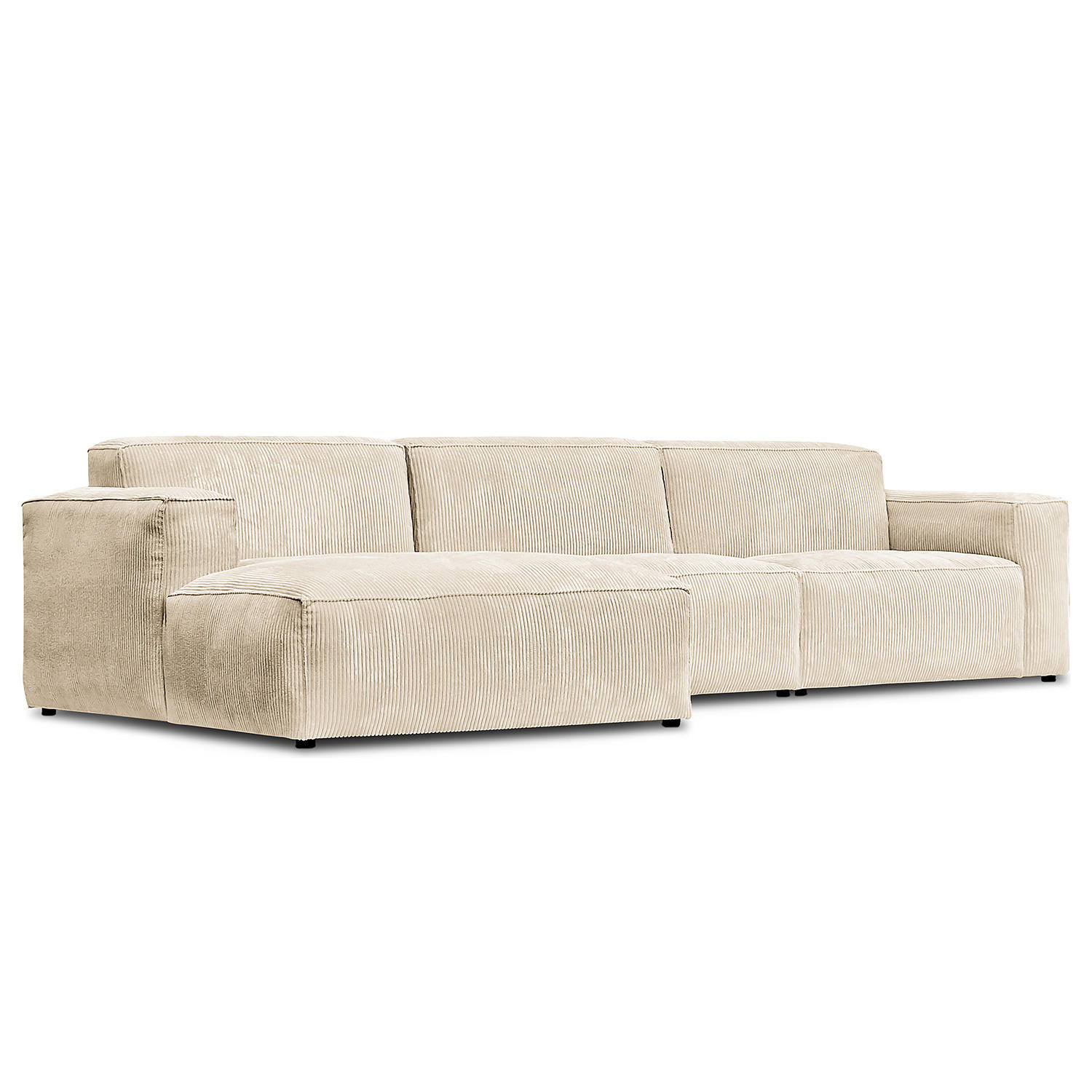 ECKSOFA mit Longchair - Creme/Schwarz, Textil (335/167cm) - home24