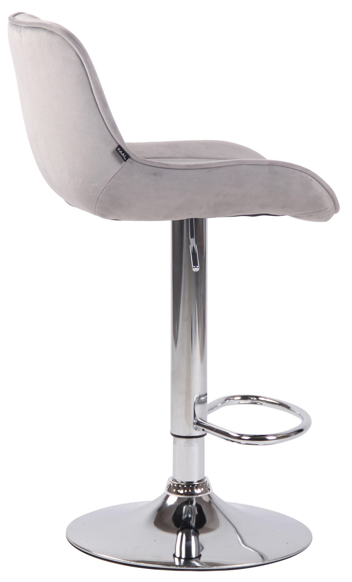 BARHOCKER Samt grau - Chromfarben/Grau, Textil/Metall (50/86/50cm) - CLP