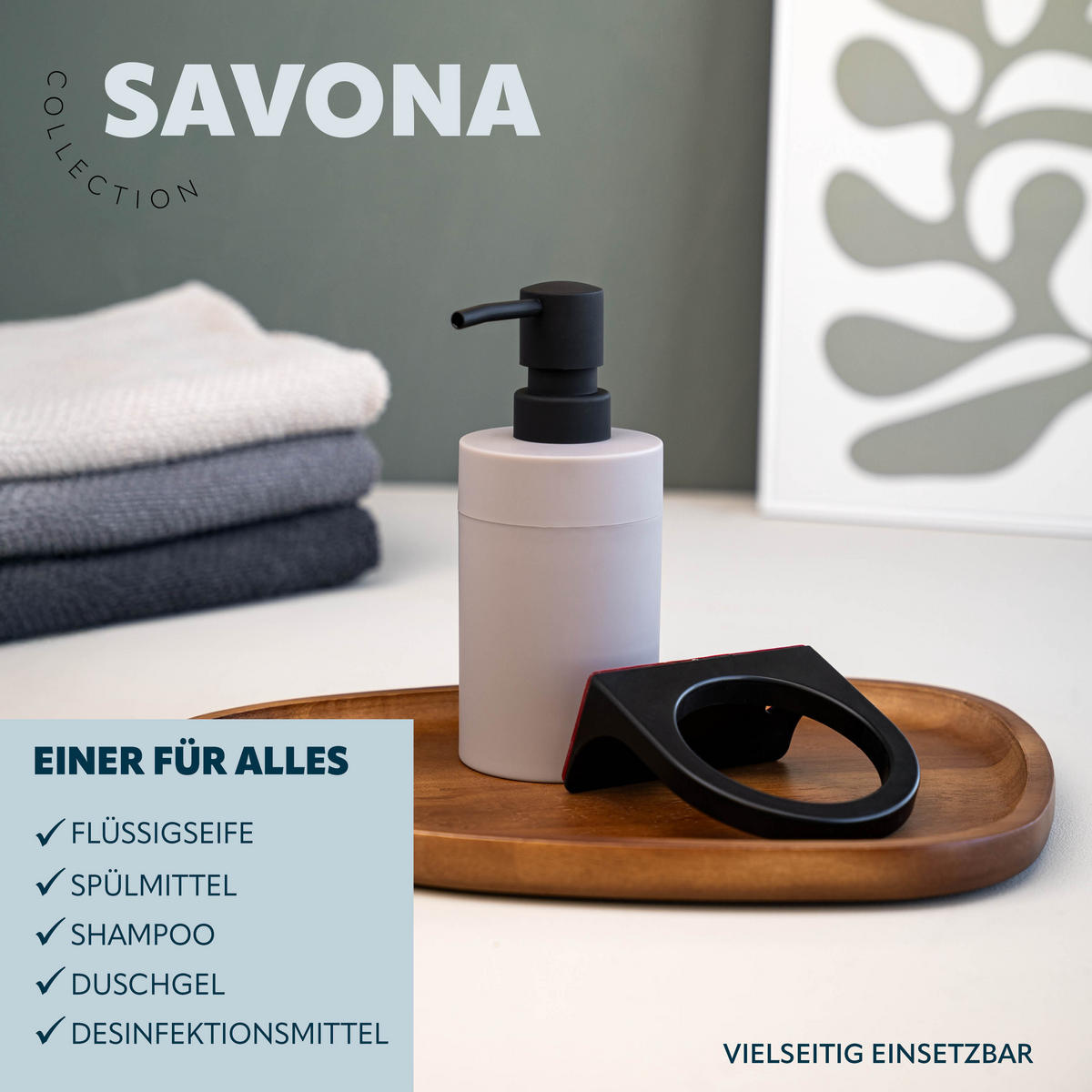 SEIFENSPENDER SAVONA Softtouch, taupe, rund - Taupe, Kunststoff (9/16/10.5cm) - bremermann