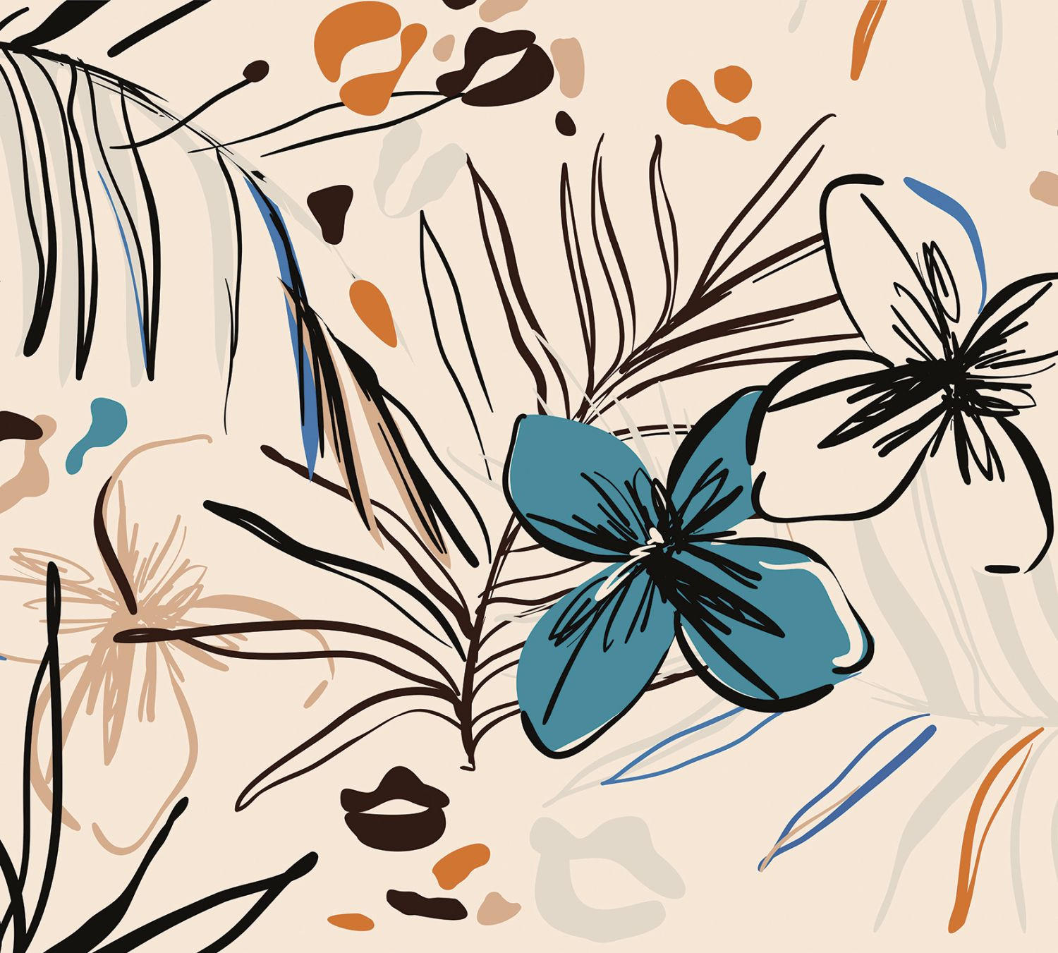 FOTOTAPETE Blumenmuster 270 x 300 cm - Beige, Papier (270/300cm) - Sanders & Sanders