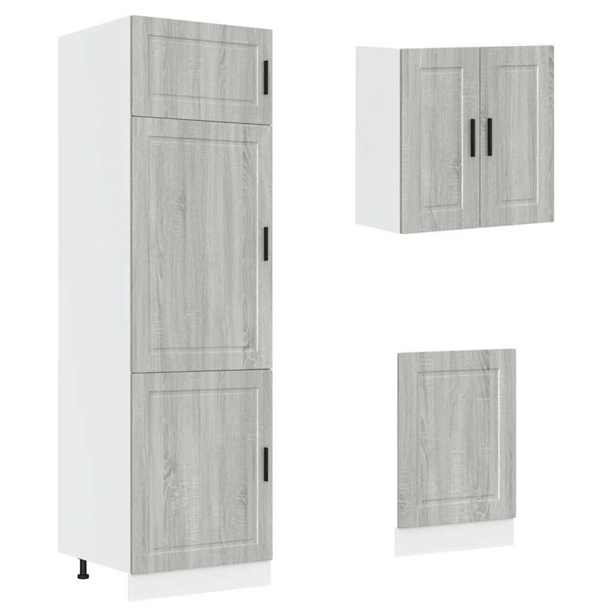 KÜCHENSCHRANK 8er Set Kalmar Grau Sonoma Holzwerkstoff - Grau, Holzwerkstoff (57/207/60cm) - vidaXL