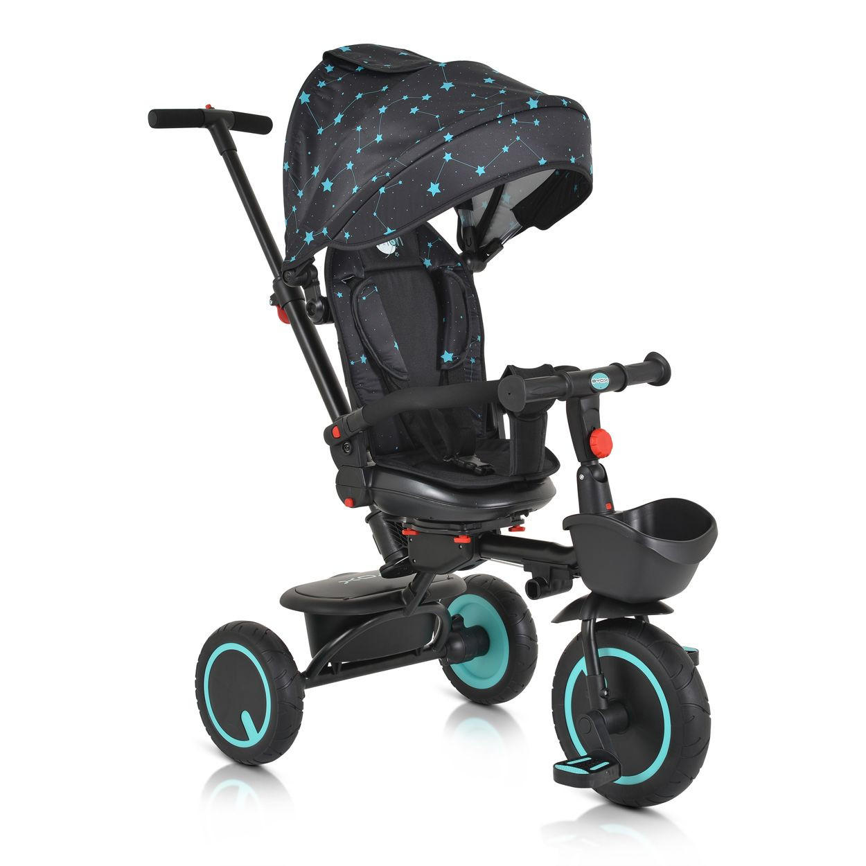 DREIRAD Orion faltbar türkis PU-Reifen, drehbarer Sitz, Schiebestange - Blau, Metall (72/52/103cm)