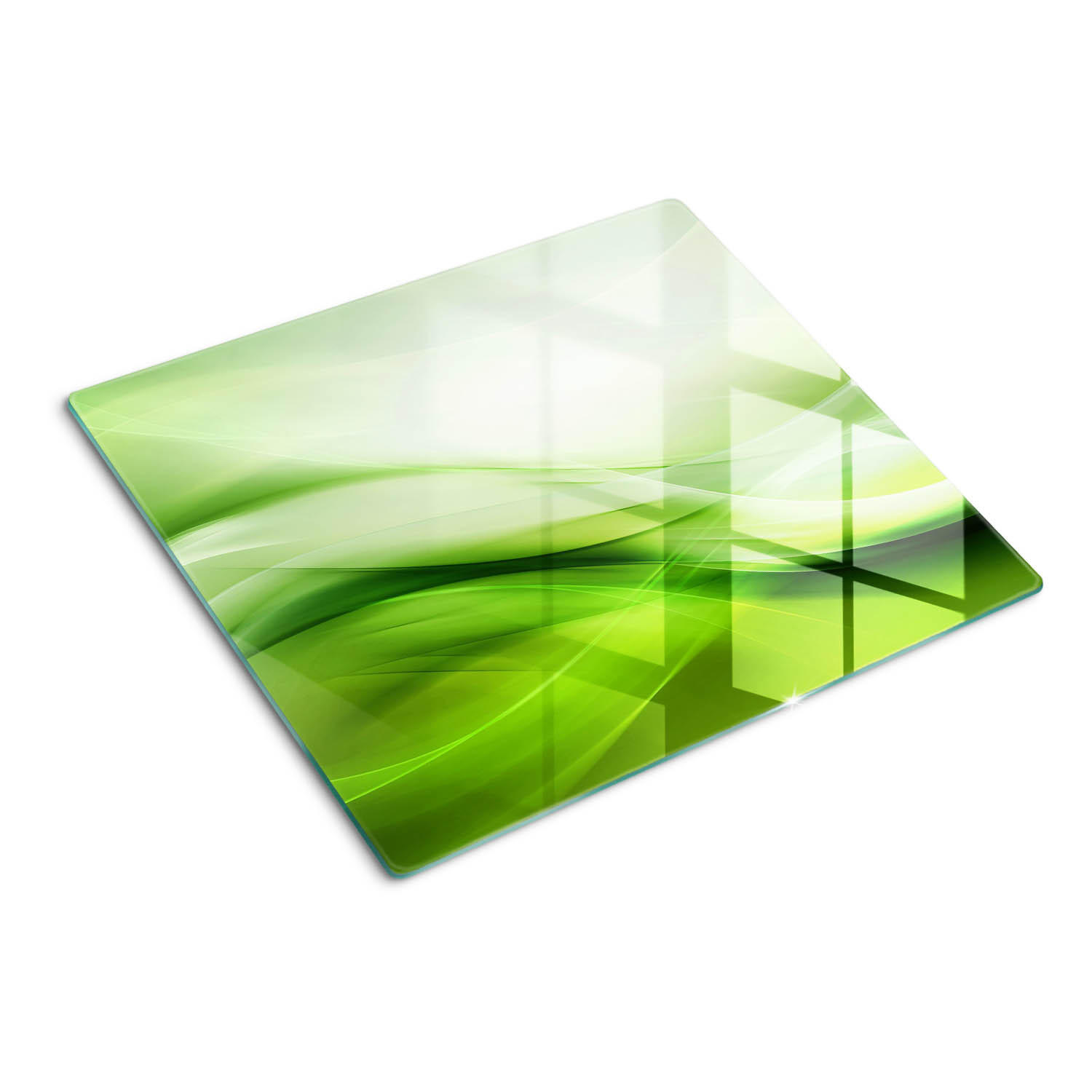 GLASPLATTE 60x52 cm Grüne Wellen - Grün, Glas (60/0.4/52cm) - TULUP