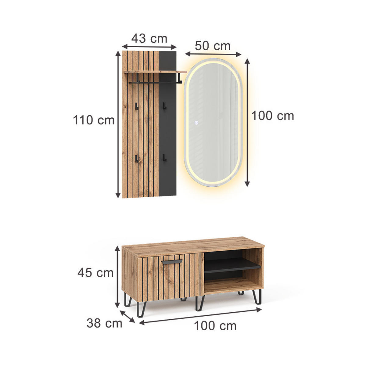 ŠATNÍ SKŘÍŇ Amber Dub Wotan - dub Wotan, kompozitní dřevo (100/100/38cm) - Vicco