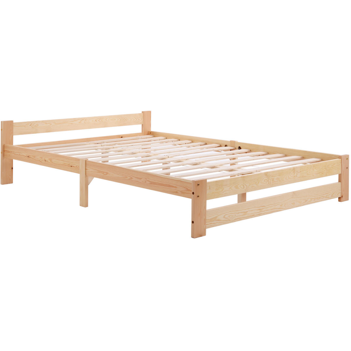 KREVET 200/140 cm s uzglavljem i letvicama, čvrsta konstrukcija od masivnog drva, Prirodna - prirodne boje, drvni materijal (140/200cm) - Redom