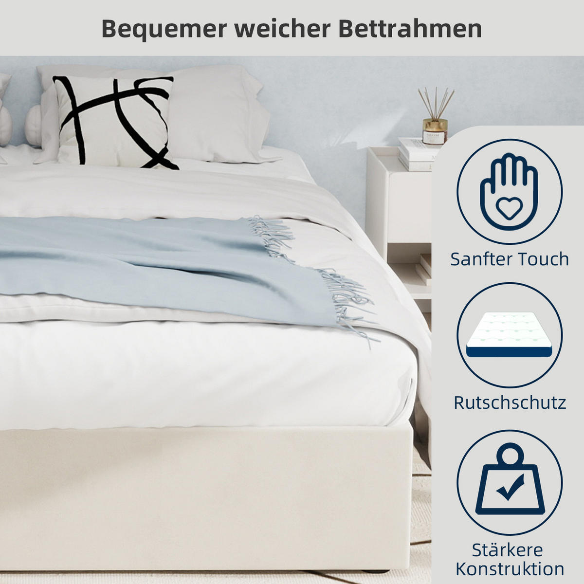 RAHMENBETT 160/200 cm in Beige - Beige, Holzwerkstoff/Textil (160/200cm) - WISHDOR