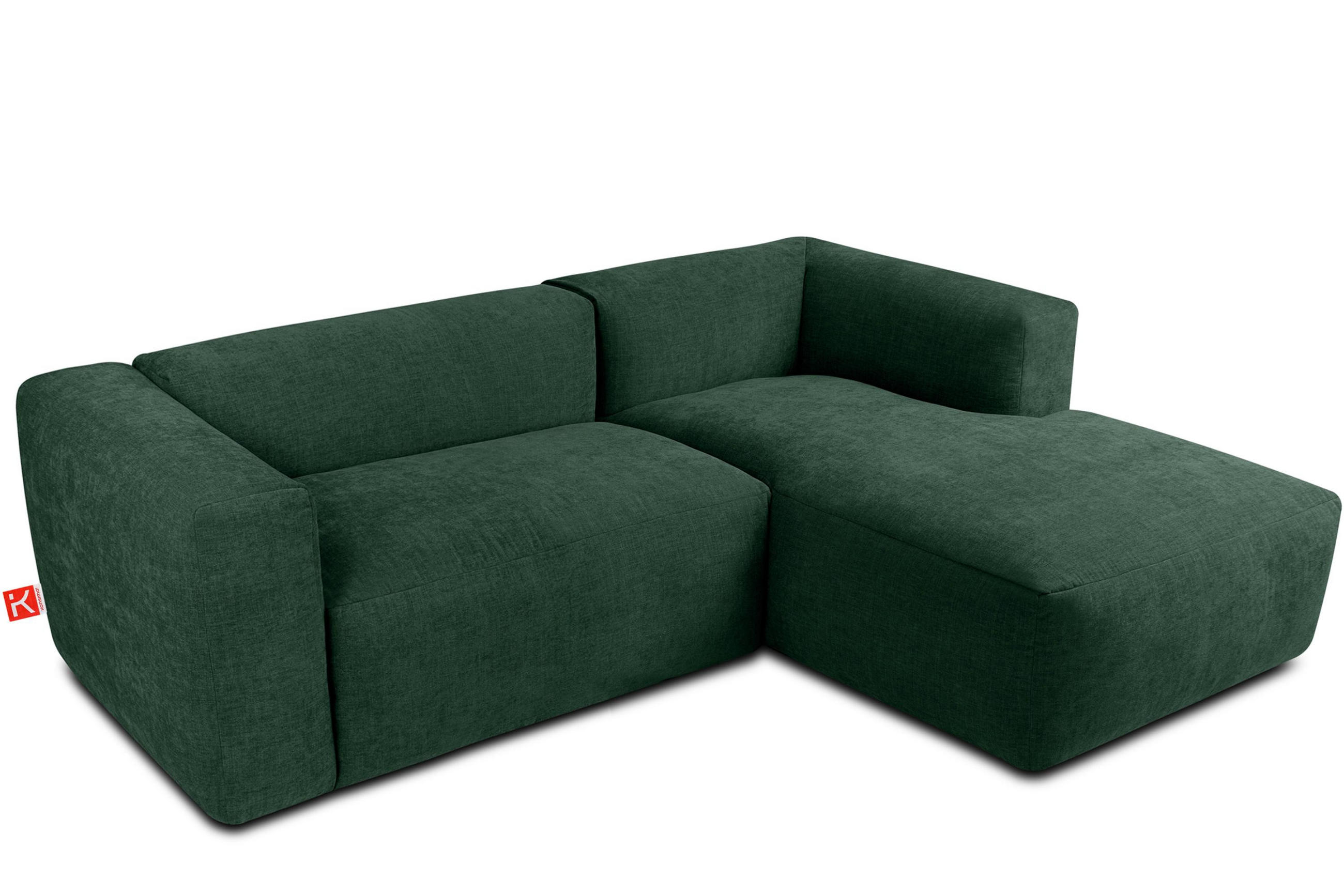 ECKMODULSOFA-RECHTS BUFFO 3/4 Sitzer mit extrem weicher Sitzfläche, Gewebestoff, maritim - Grün, Textil (237/180cm) - KONSIMO®