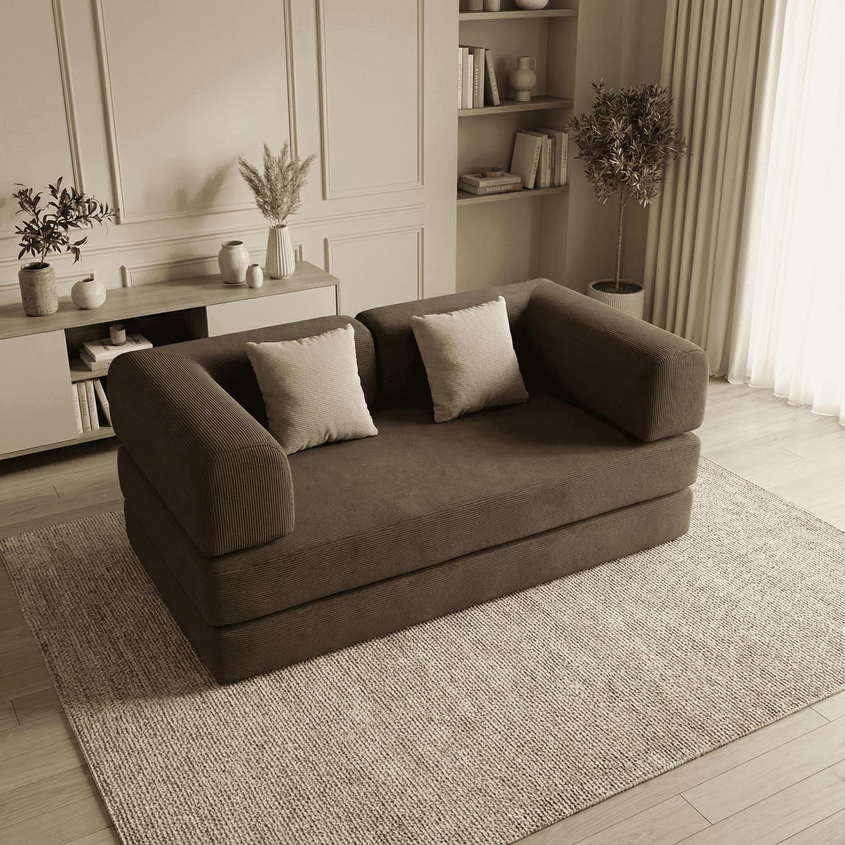 SCHLAFSOFA Kaia Schokolade Samt - Dunkelbraun, Textil (180/70/100cm) - COCO Living