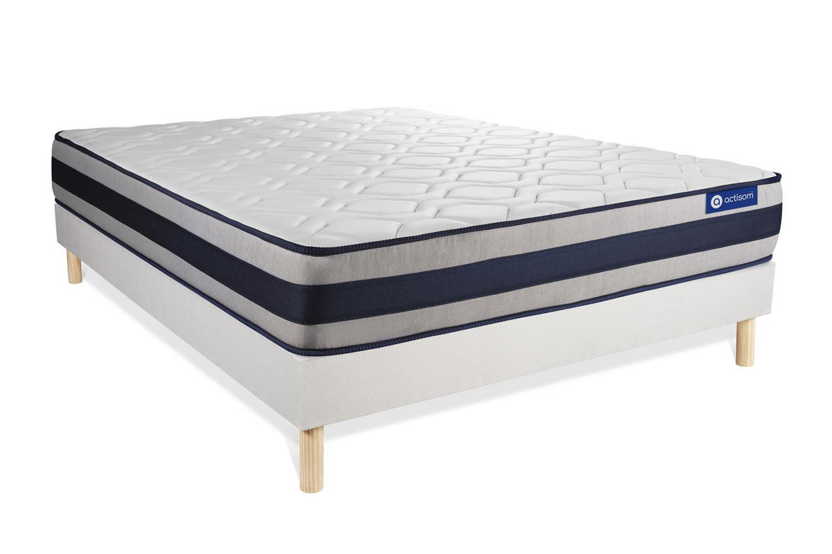 BETT Actimemo ergo Memory-Schaum 140 x 200 cm h3 - Kit Bettgestell Weiß - Beige/Weiß, Holz (140/200cm) - ACTISOM