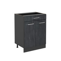 SCHUBLADENSCHRANK R-Line Schwarz Beton 60 cm mit Schublade, ohne Arbeitsplatte - Anthrazit/Schwarz, Holzwerkstoff (60/81.6/46cm) - Vicco