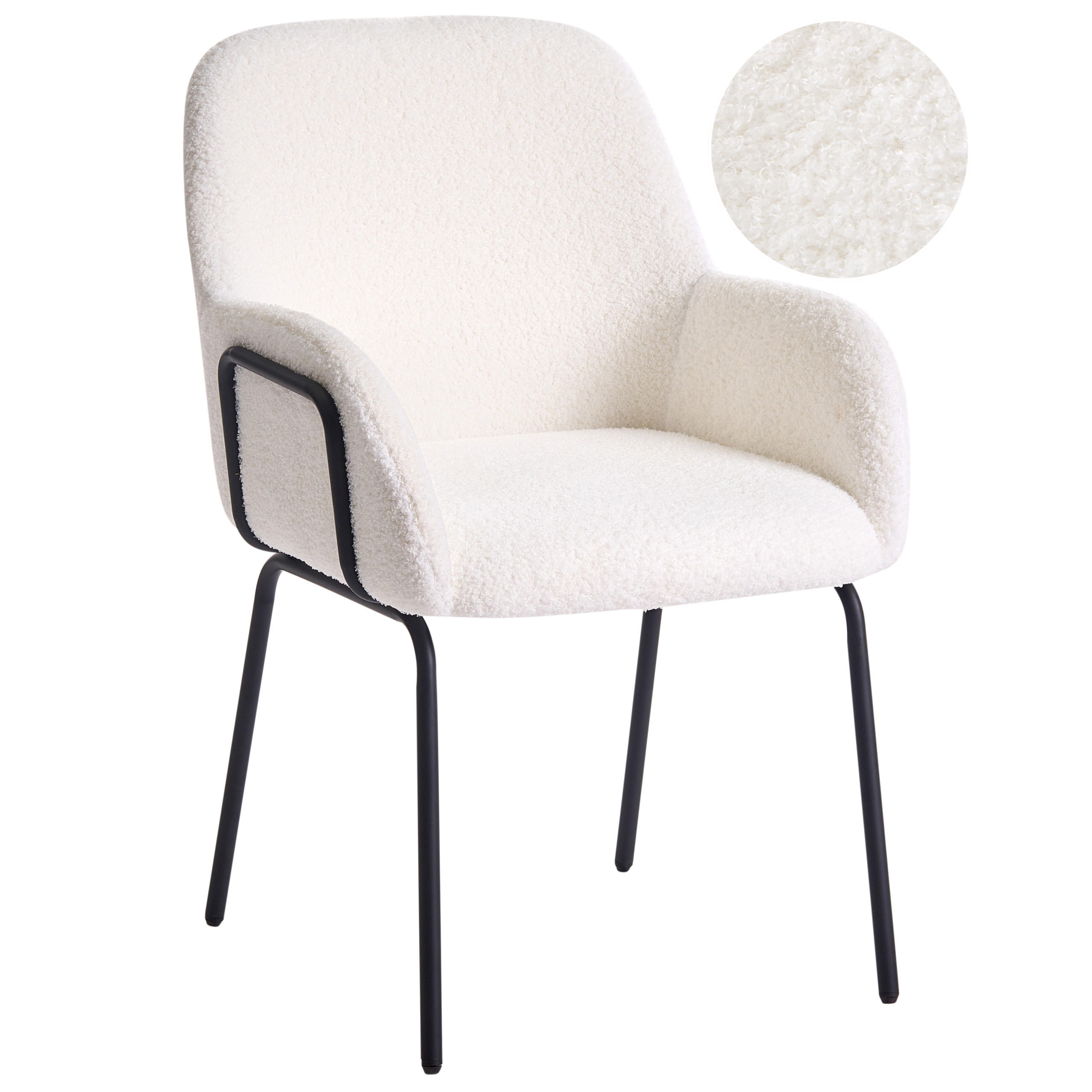 JÍDELNÍ ŽIDLE Bouclé Krémově bílá Algona - krémová, textil (50/84/67cm) - Beliani