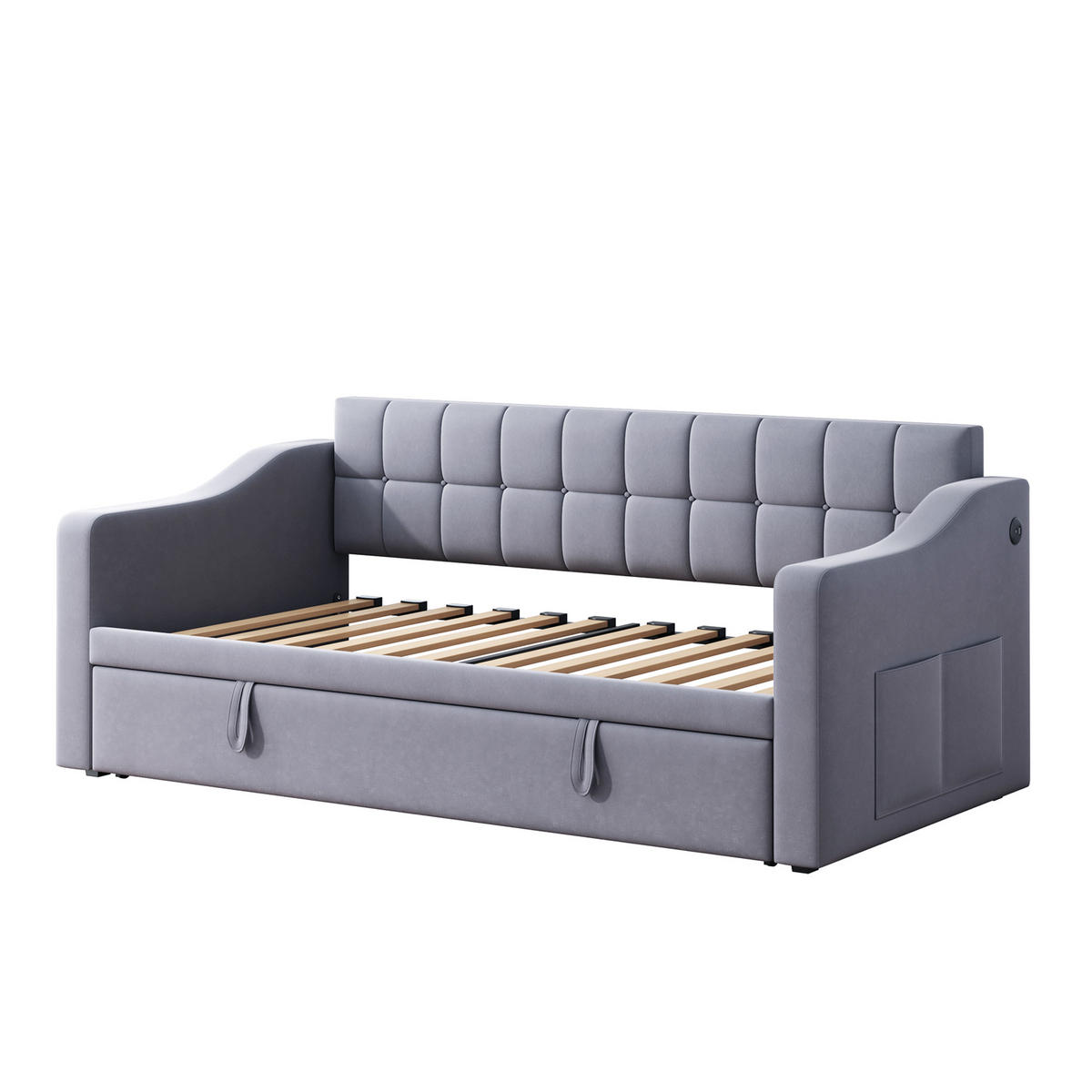 AUSZIEHBETT 90/180/190 cm DE-01999, in Grau - Grau, Metall (90/190cm) - ComfortXL